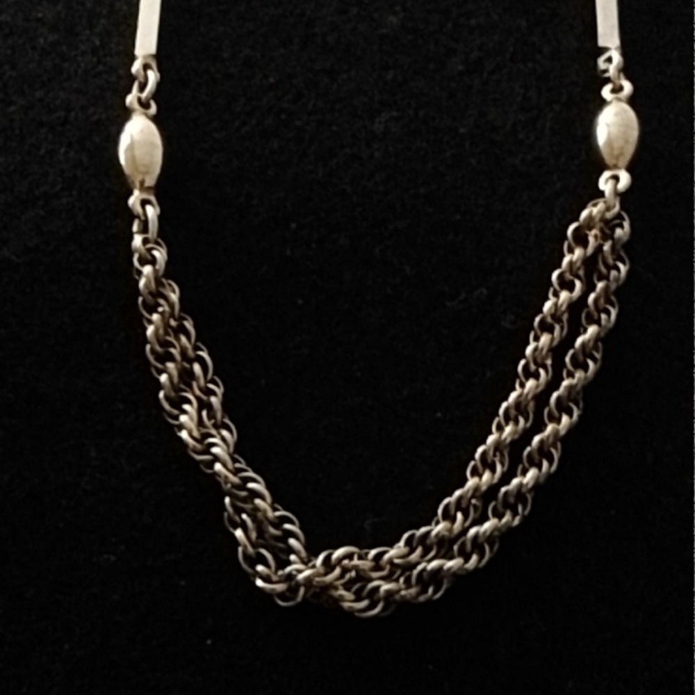 Vintage Signed Monet Gold tone Double Stained Rope Necklace - Picture 3 of 7